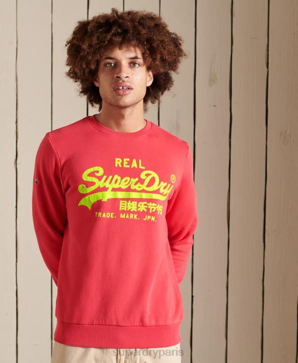 Superdry Hommes sweat-shirt classique américain à logo vintage D64Z5029 vêtements rouge
