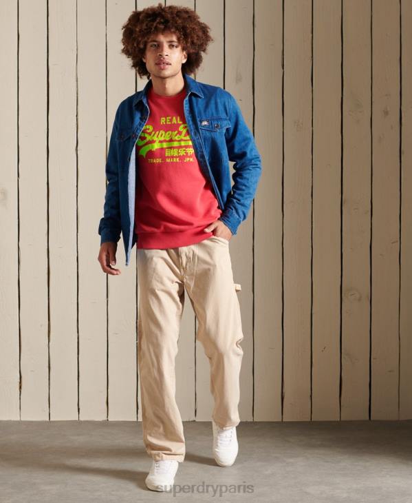 Superdry Hommes sweat-shirt classique américain à logo vintage D64Z5029 vêtements rouge