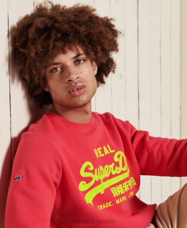 Superdry Hommes sweat-shirt classique américain à logo vintage D64Z5029 vêtements rouge