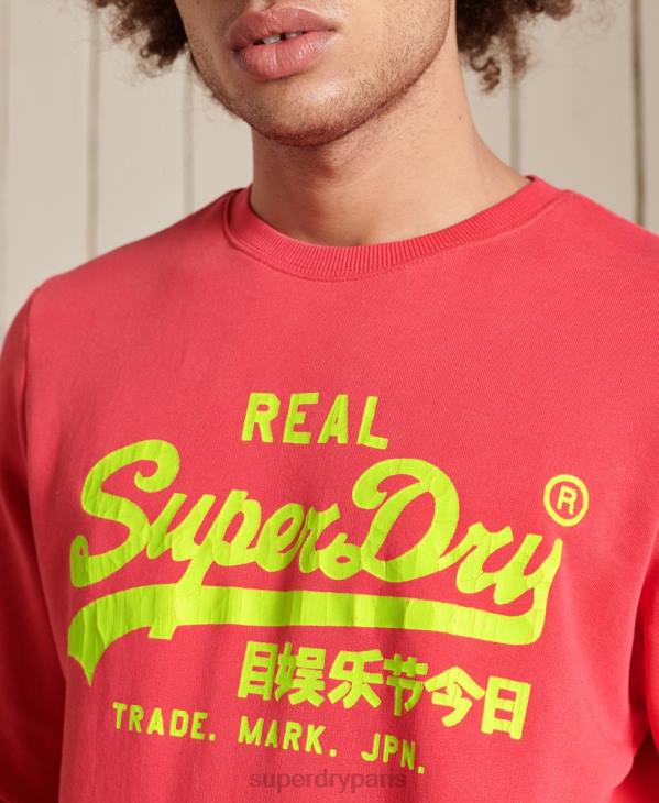 Superdry Hommes sweat-shirt classique américain à logo vintage D64Z5029 vêtements rouge