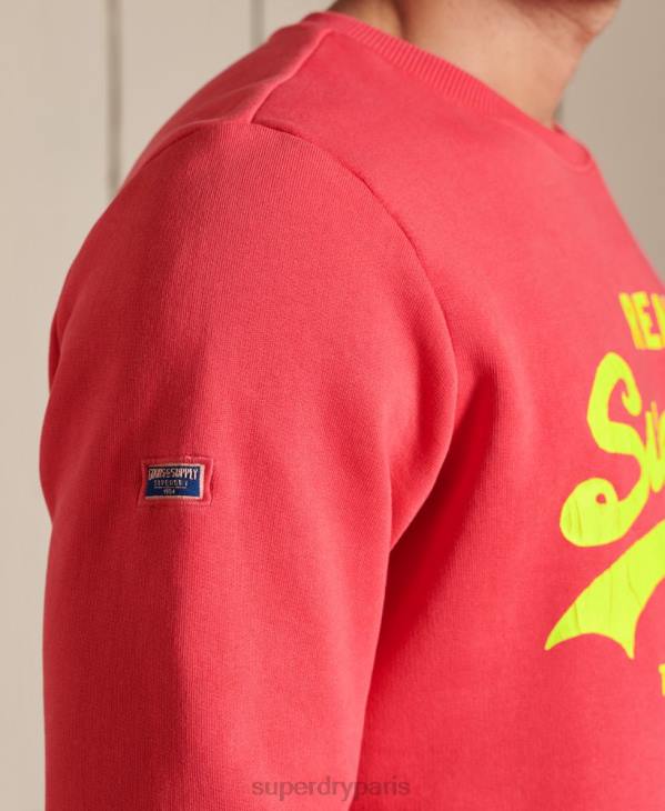 Superdry Hommes sweat-shirt classique américain à logo vintage D64Z5029 vêtements rouge