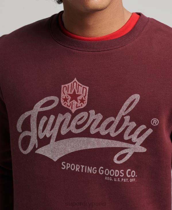 Superdry Hommes sweat-shirt d'équipe collégiale de style script vintage D64Z828 vêtements rouge