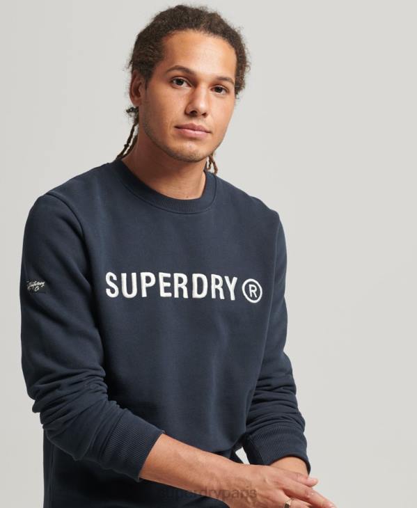 Superdry Hommes sweat-shirt d'équipe de travail à logo corporation D64Z5061 vêtements marine