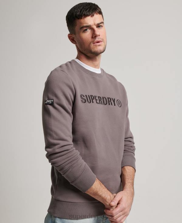Superdry Hommes sweat-shirt d'équipe de travail à logo corporation D64Z5203 vêtements gris foncé