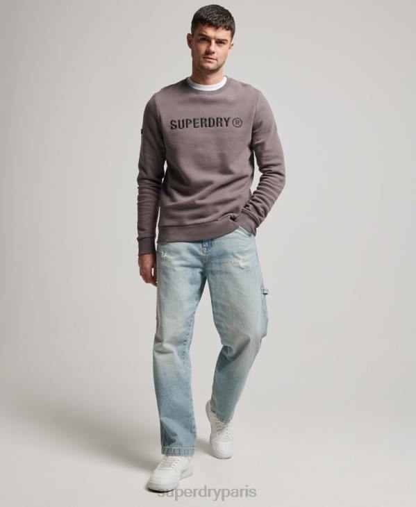 Superdry Hommes sweat-shirt d'équipe de travail à logo corporation D64Z5203 vêtements gris foncé