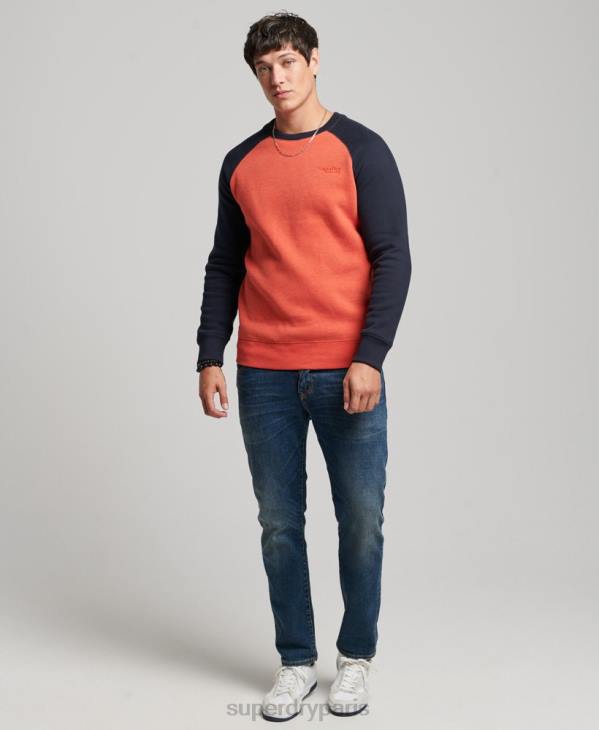 Superdry Hommes sweat-shirt de baseball D64Z700 vêtements orange
