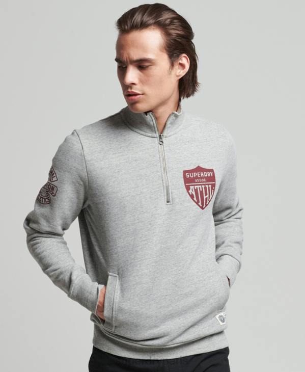 Superdry Hommes sweat-shirt henley athlétique vintage D64Z5001 vêtements gris