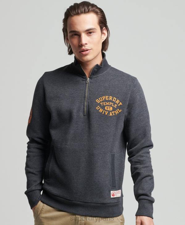 Superdry Hommes sweat-shirt henley athlétique vintage D64Z5040 vêtements gris foncé