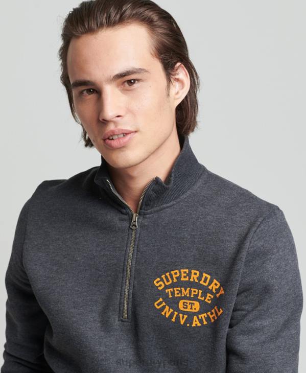 Superdry Hommes sweat-shirt henley athlétique vintage D64Z5040 vêtements gris foncé