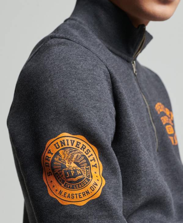 Superdry Hommes sweat-shirt henley athlétique vintage D64Z5040 vêtements gris foncé