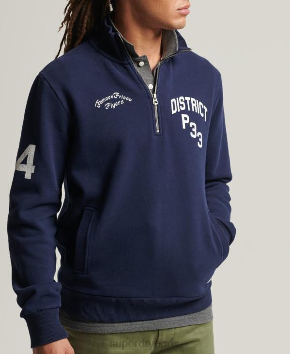 Superdry Hommes sweat-shirt henley athlétique vintage D64Z886 vêtements marine