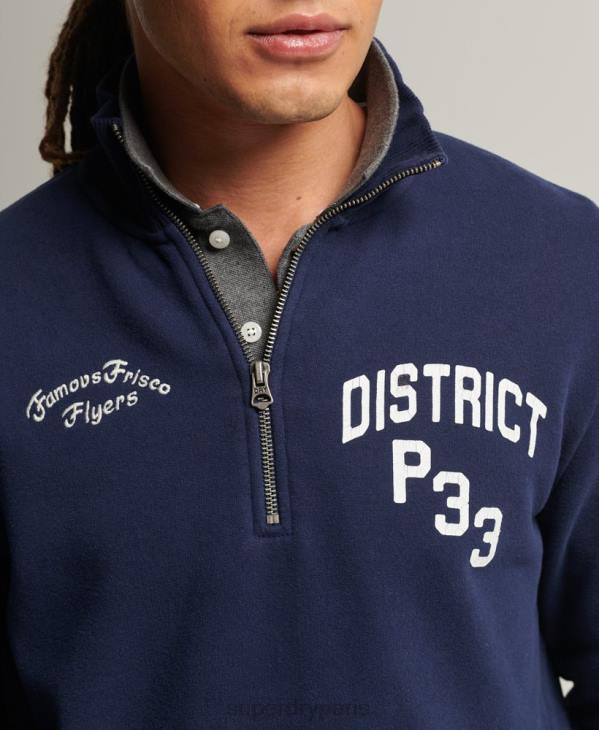 Superdry Hommes sweat-shirt henley athlétique vintage D64Z886 vêtements marine