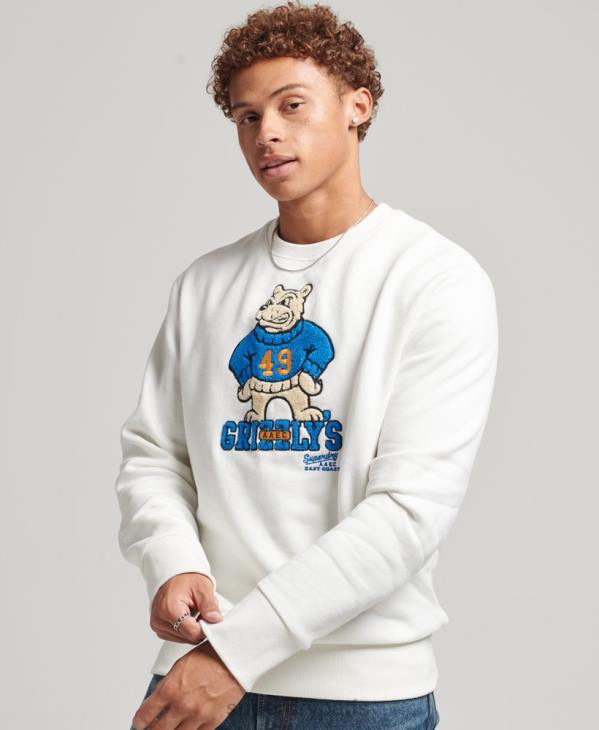 Superdry Hommes sweat-shirt vintage collégial D64Z5090 vêtements crème