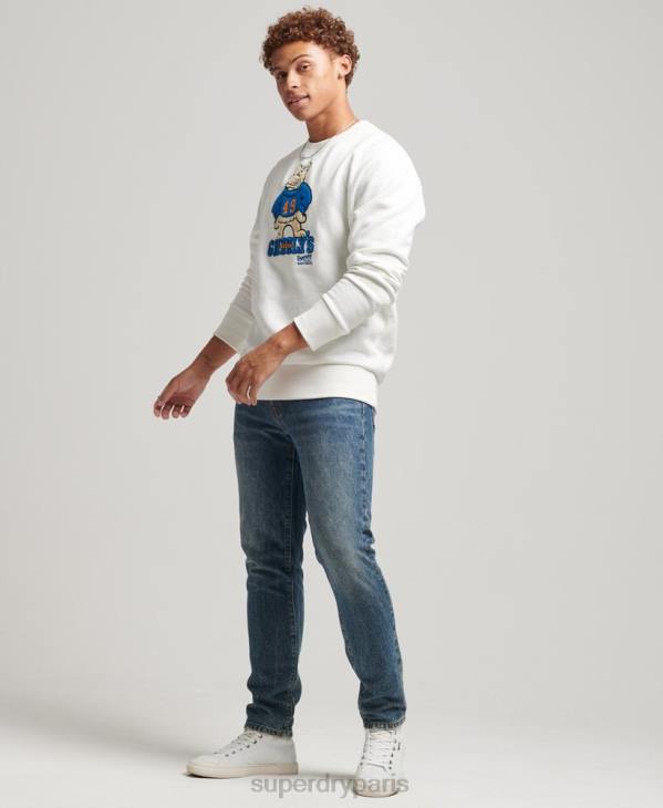 Superdry Hommes sweat-shirt vintage collégial D64Z5090 vêtements crème