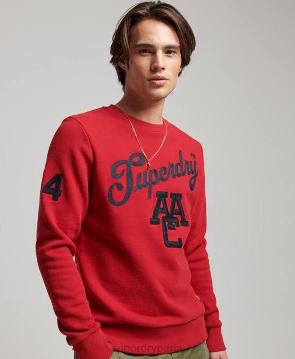Superdry Hommes sweat-shirt vintage collégial D64Z549 vêtements rouge