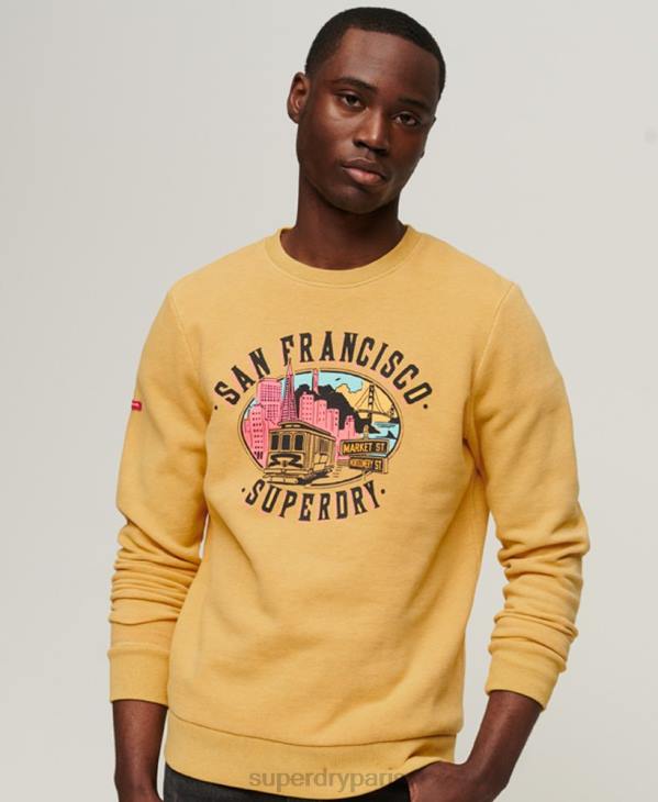 Superdry Hommes sweat vintage city souvenir crew D64Z606 vêtements jaune