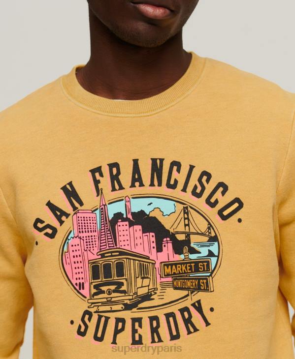 Superdry Hommes sweat vintage city souvenir crew D64Z606 vêtements jaune