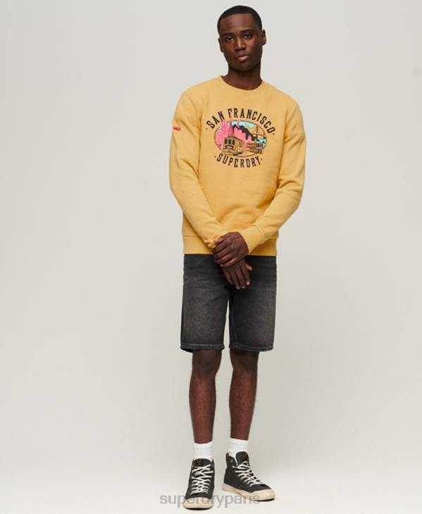 Superdry Hommes sweat vintage city souvenir crew D64Z606 vêtements jaune