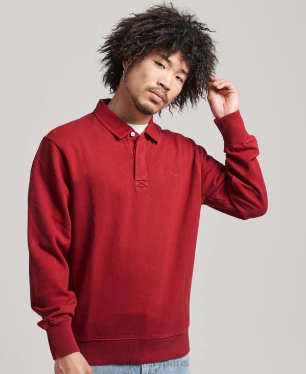 Superdry Hommes sweat vintage od rugby D64Z769 vêtements rouge