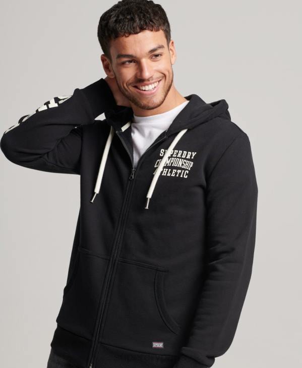 Superdry Hommes sweat zippé à capuche athlétique D64Z473 vêtements noir