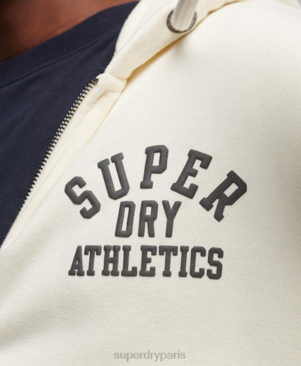 Superdry Hommes sweat zippé à capuche athlétique D64Z492 vêtements crème