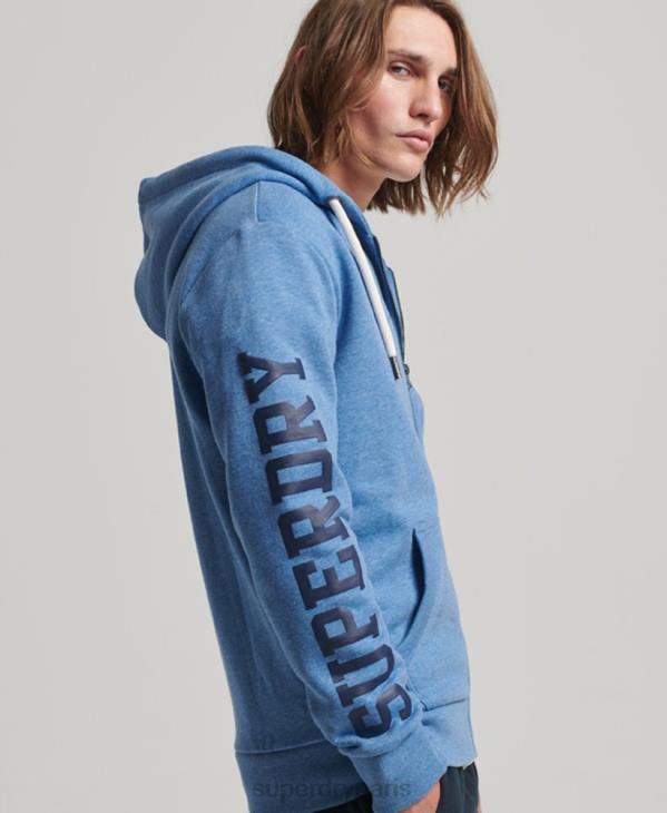 Superdry Hommes sweat zippé à capuche athlétique D64Z511 vêtements bleu
