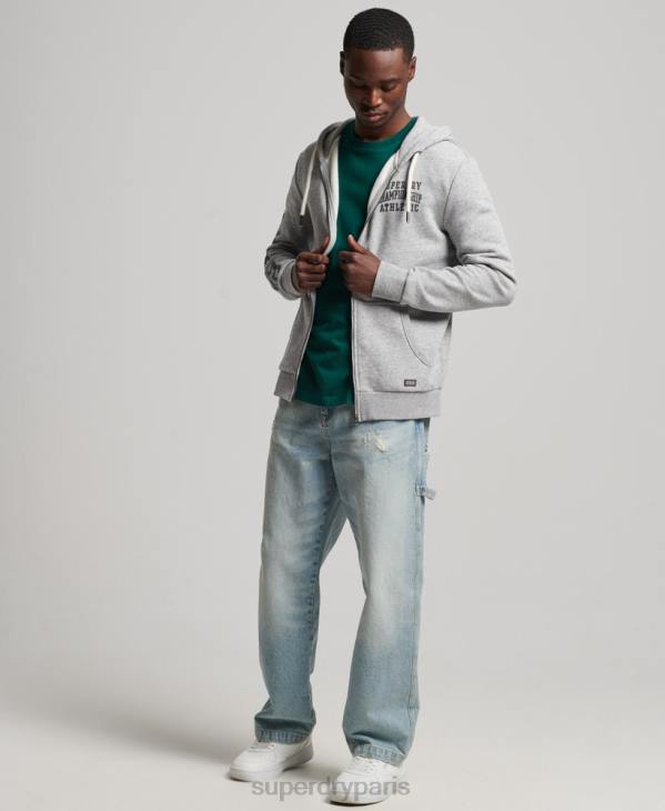 Superdry Hommes sweat zippé à capuche athlétique D64Z633 vêtements gris
