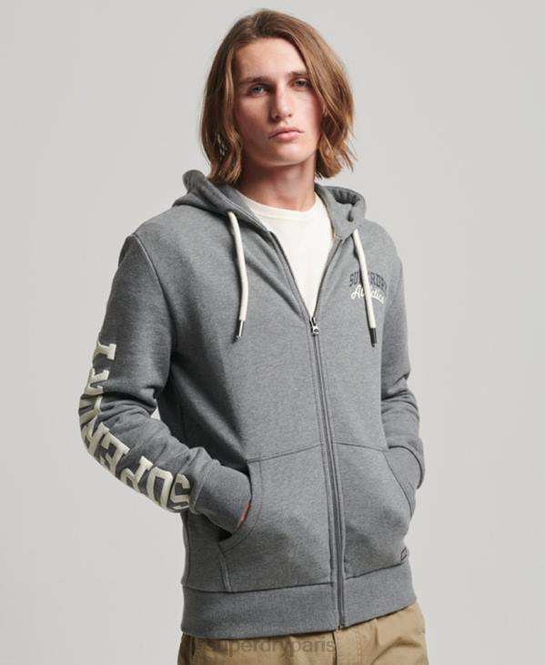 Superdry Hommes sweat zippé à capuche athlétique D64Z714 vêtements gris