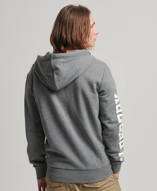 Superdry Hommes sweat zippé à capuche athlétique D64Z714 vêtements gris