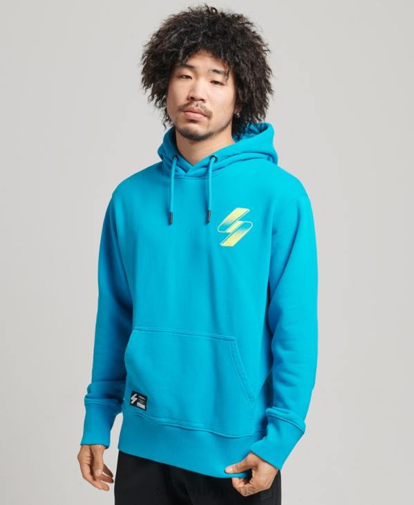 Superdry femmes sweat à capuche ample en demi-teinte code D64Z6119 vêtements bleu