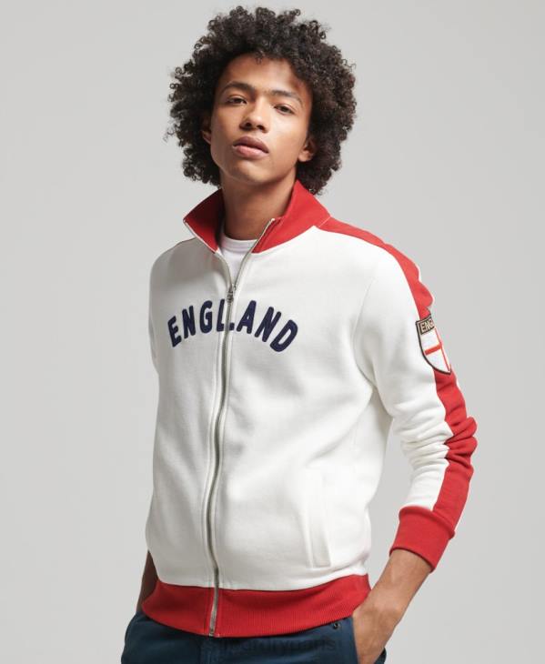 Superdry x Ringspun Hommes haut de survêtement football angleterre D64Z695 vêtements blanc