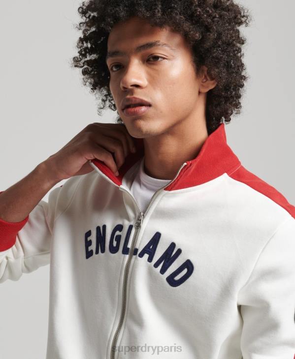 Superdry x Ringspun Hommes haut de survêtement football angleterre D64Z695 vêtements blanc