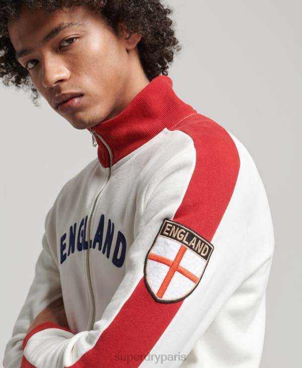Superdry x Ringspun Hommes haut de survêtement football angleterre D64Z695 vêtements blanc