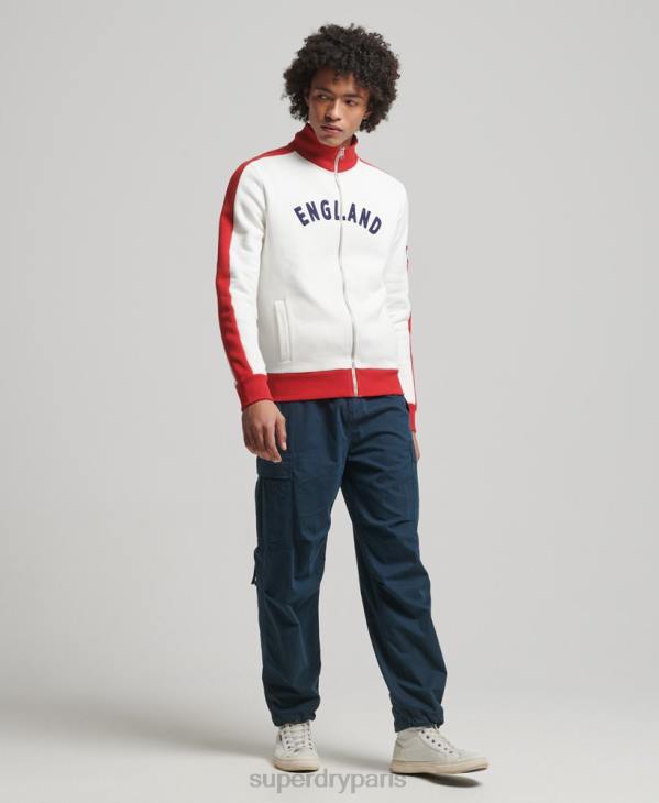 Superdry x Ringspun Hommes haut de survêtement football angleterre D64Z695 vêtements blanc