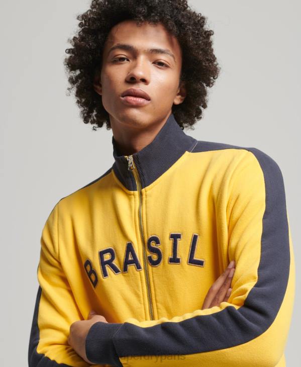 Superdry x Ringspun Hommes haut de survêtement football brésil D64Z507 vêtements jaune