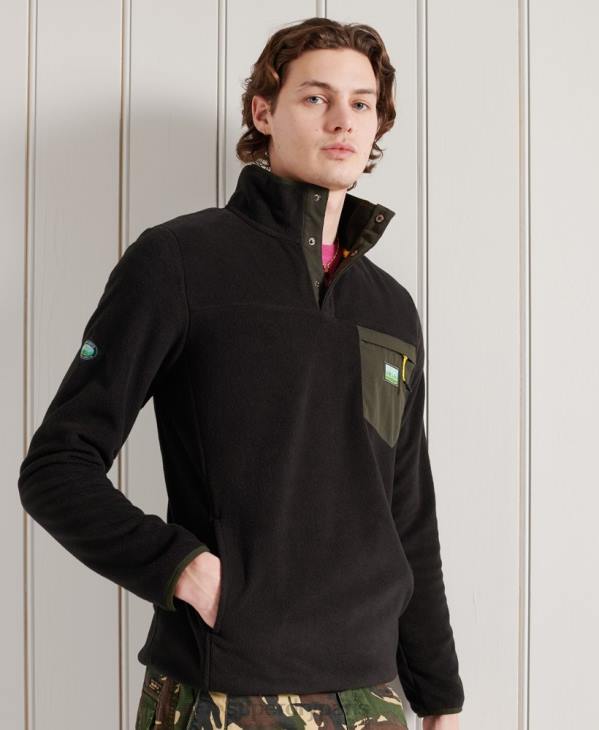 Superdry Hommes b trail polaire pop over top D64Z5144 vêtements noir