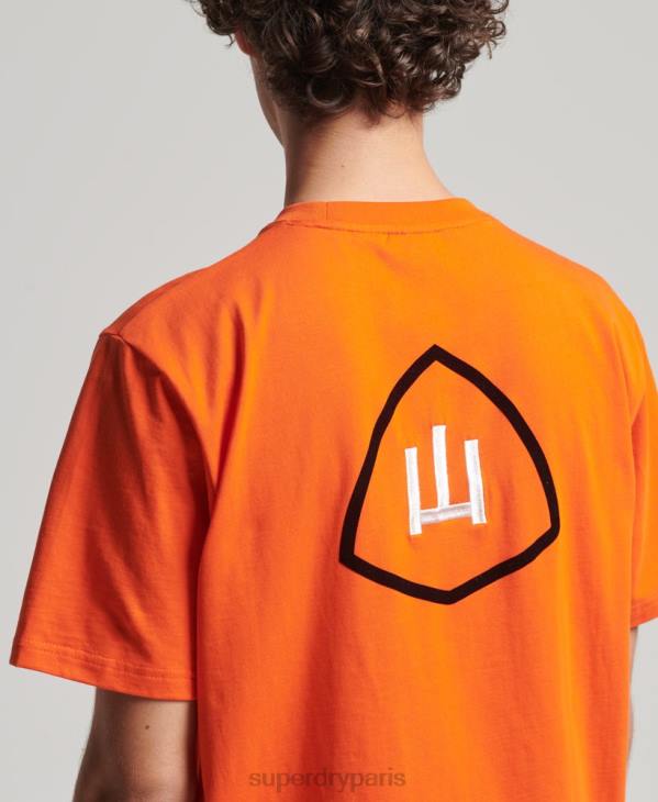 Superdry Hommes bouclier yama t-shirt graphique D64Z4974 vêtements orange