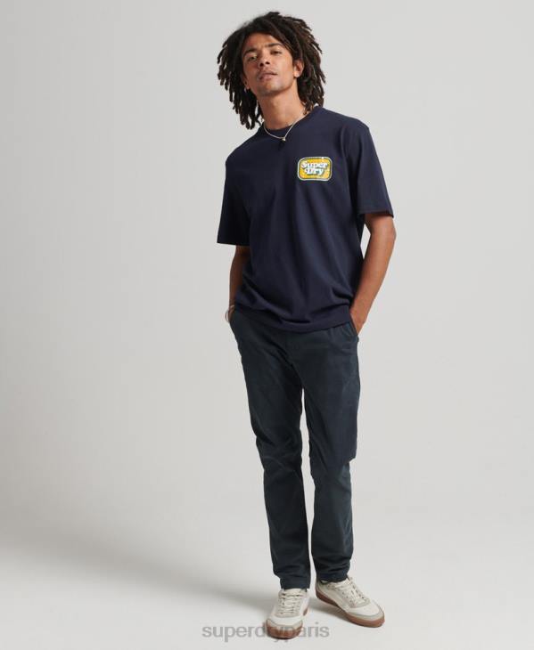Superdry Hommes cooper rétro des années 70 t-shirt graphique D64Z4811 vêtements marine