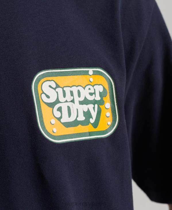 Superdry Hommes cooper rétro des années 70 t-shirt graphique D64Z4811 vêtements marine