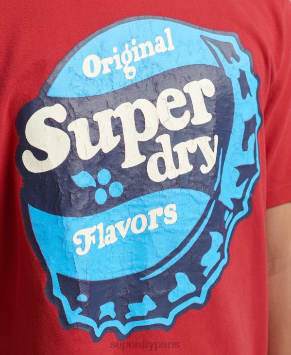 Superdry Hommes cooper rétro des années 70 t-shirt graphique D64Z4878 vêtements rouge