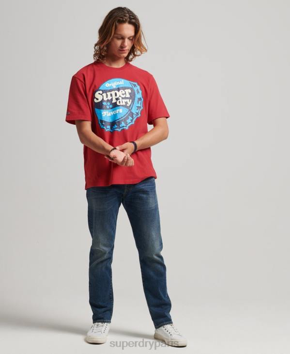Superdry Hommes cooper rétro des années 70 t-shirt graphique D64Z4878 vêtements rouge