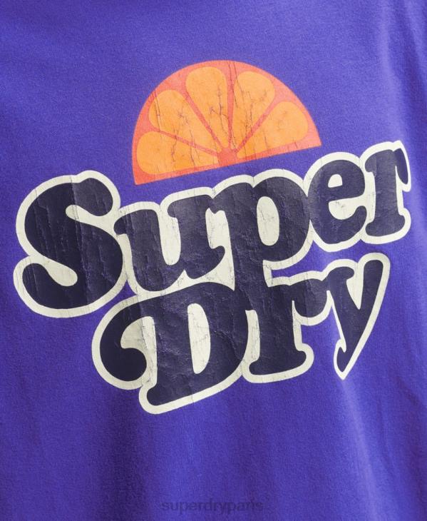 Superdry Hommes cooper rétro des années 70 t-shirt graphique D64Z4900 vêtements bleu clair