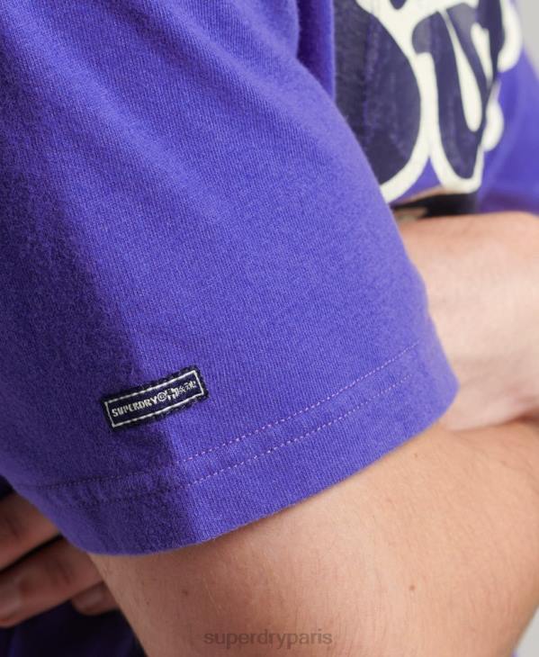 Superdry Hommes cooper rétro des années 70 t-shirt graphique D64Z4900 vêtements bleu clair