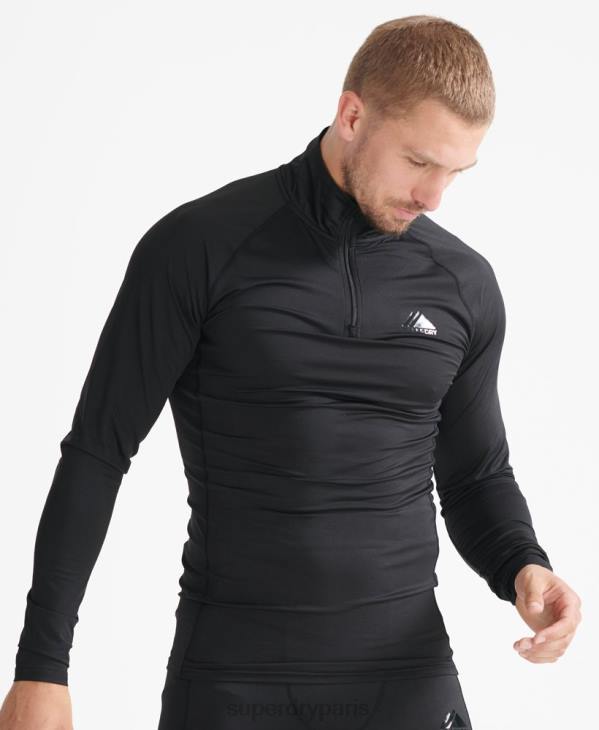 Superdry Hommes couche de base demi-zip D64Z1399 vêtements noir