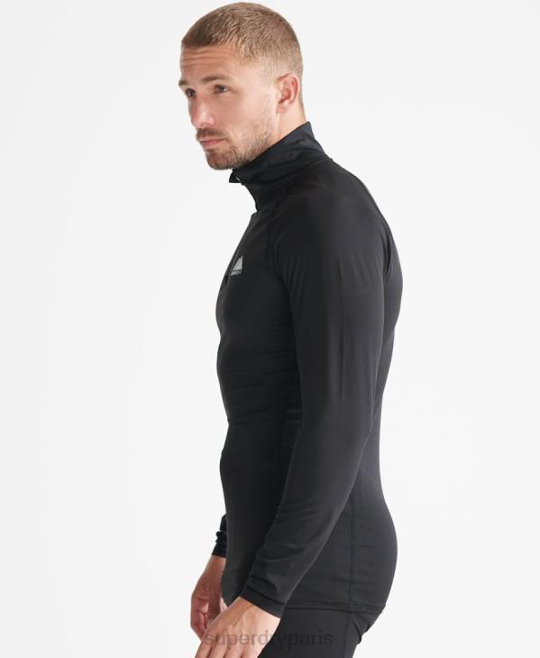 Superdry Hommes couche de base demi-zip D64Z1399 vêtements noir