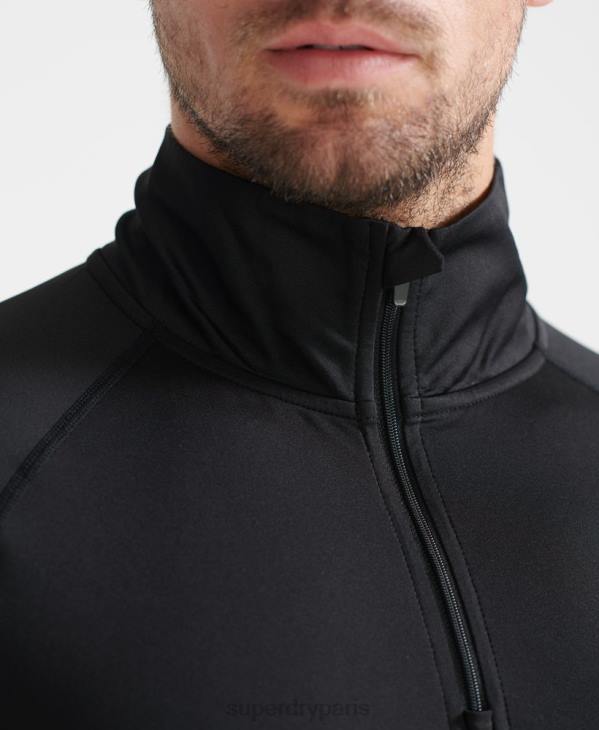 Superdry Hommes couche de base demi-zip D64Z1399 vêtements noir