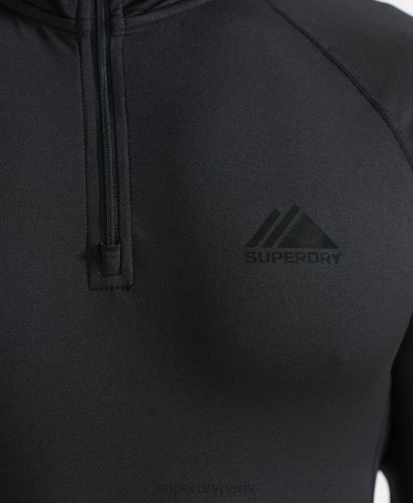 Superdry Hommes couche de base demi-zip D64Z1399 vêtements noir