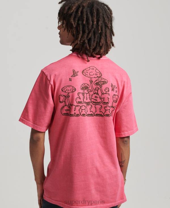 Superdry Hommes dans les bois t-shirt graphique D64Z4793 vêtements rose