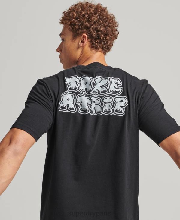 Superdry Hommes dans les bois t-shirt graphique D64Z4853 vêtements gris foncé