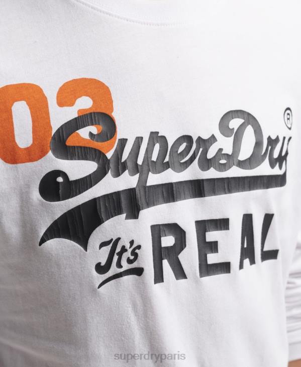Superdry Hommes haut classique américain à logo vintage D64Z1552 vêtements blanc